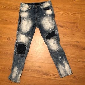 Decibel HyperDenim Paint Splatter Ripped Patched Jeans. Size 32x32.